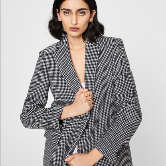 Slim Tailored Coat - Brand New - NEVER WORN - Black & White Houndstooth - Picture 4 of 7